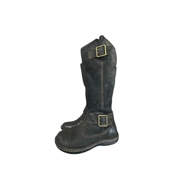 B.O.C. Shoes - B.O.C. Women’s Tall Knee High Boots Black Leather Riding Buckle 6.5 M Boho Zip